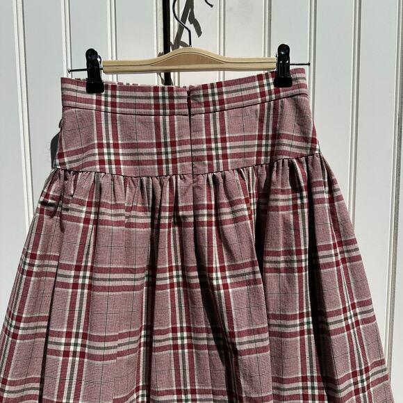 Rejina Pyo Christmas Plaid Midi Skirt Red Green Button Front Size 2 US 6 UK $550 - Picture 9 of 16